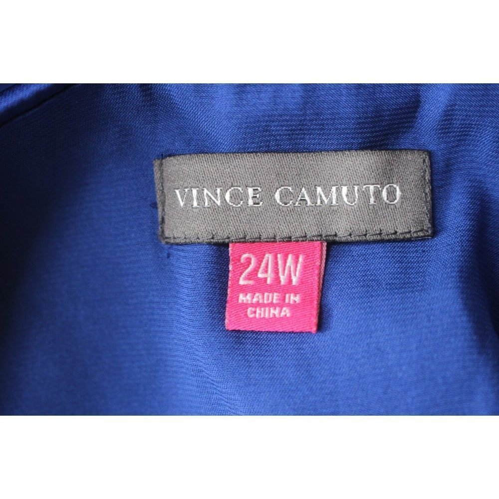 Vince Camuto Blue Satin Tiered Sleeveless Shift Dress Plus Size 24W - Picture 5 of 6